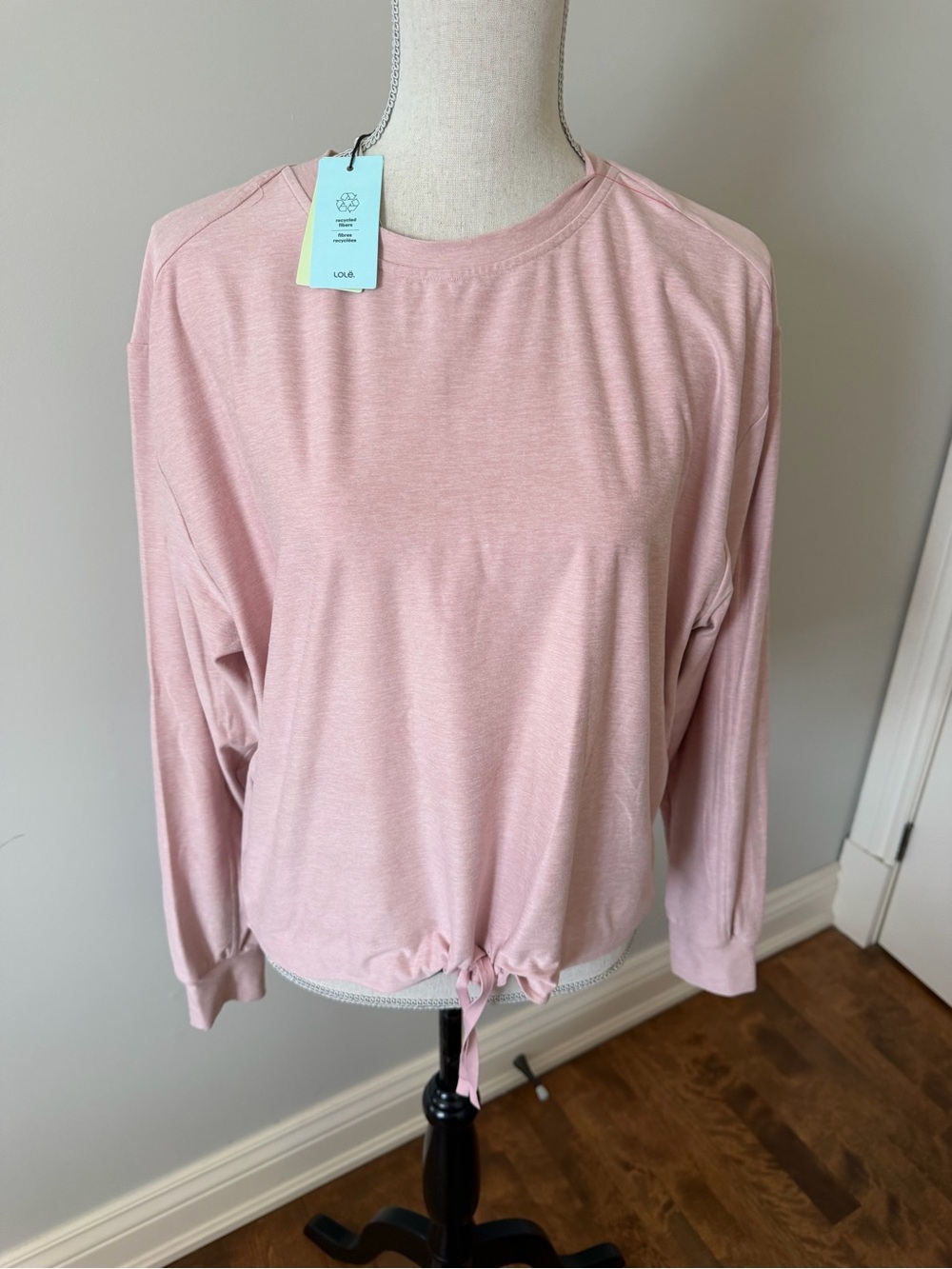 NWT LOLË Pink Long-Sleeve Tie-Hem Top